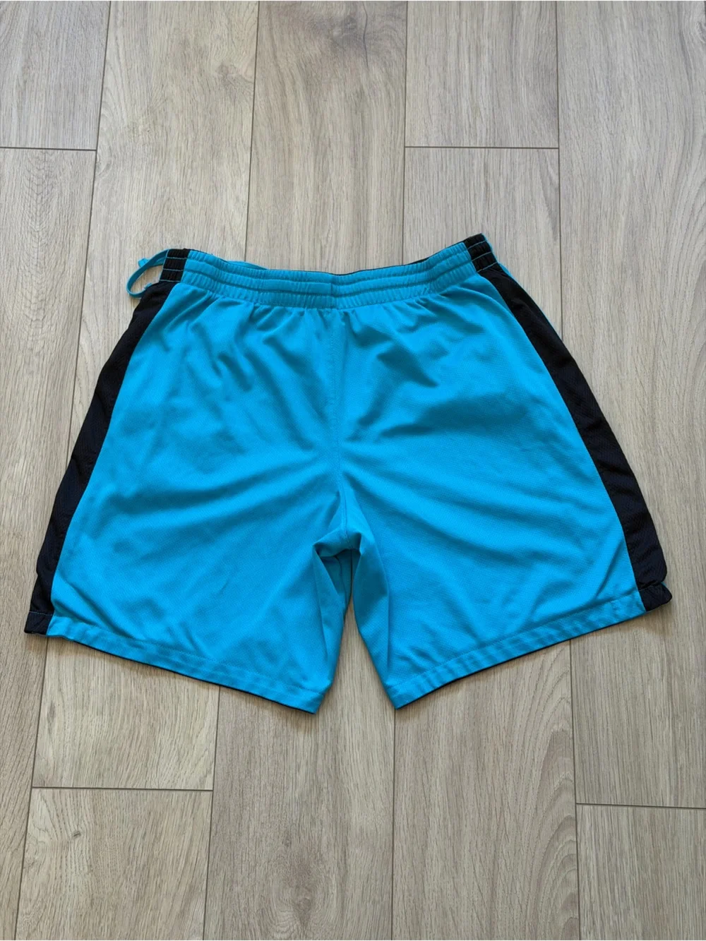 Men's Black Athletic Shorts with Blue Side Panels